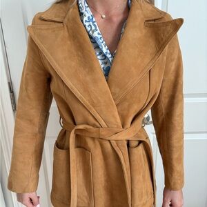 Vintage Tan Suede Belted Women's Coat